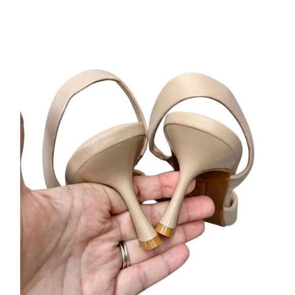 Nordstrom Rack Sandals Size 5.5 Tan Crisscross Ope Toe Slingback Heels‎ - Picture 7 of 9
